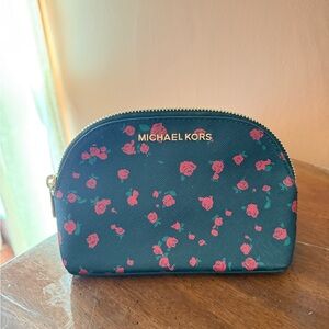 Michael Kors Floral Cosmetic Bag - Black and Red